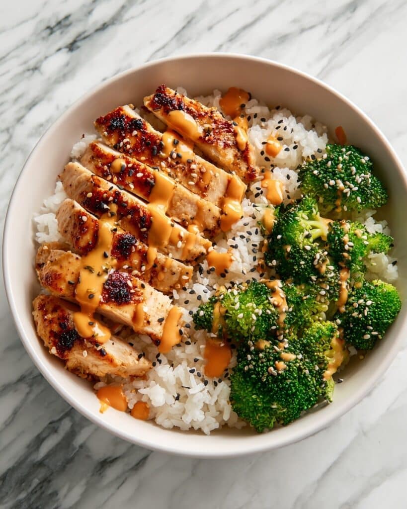 Sticky Chicken Bowls with Spicy Mayo and Sesame Seeds Recipe
