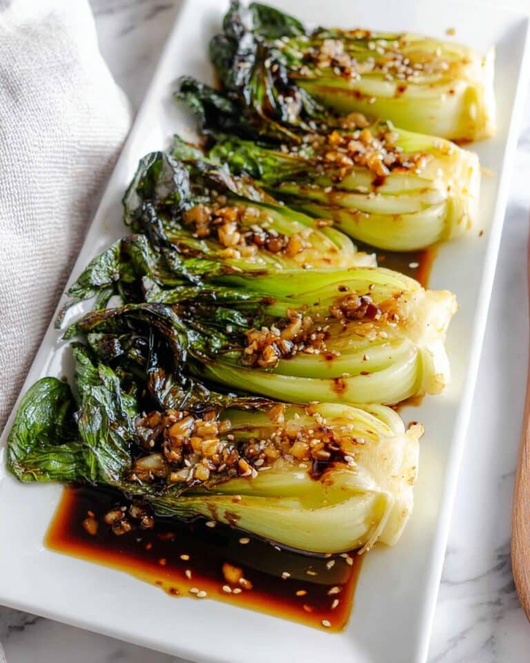Baby Bok Choy with Garlic, Soy Sauce, and Mushroom Sauce Recipe