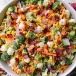 Creamy Broccoli, Cauliflower, Corn, and Bacon Salad Recipe