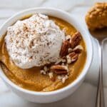 Pumpkin Custard with Candied Pecans and Whipped Cream Recipe