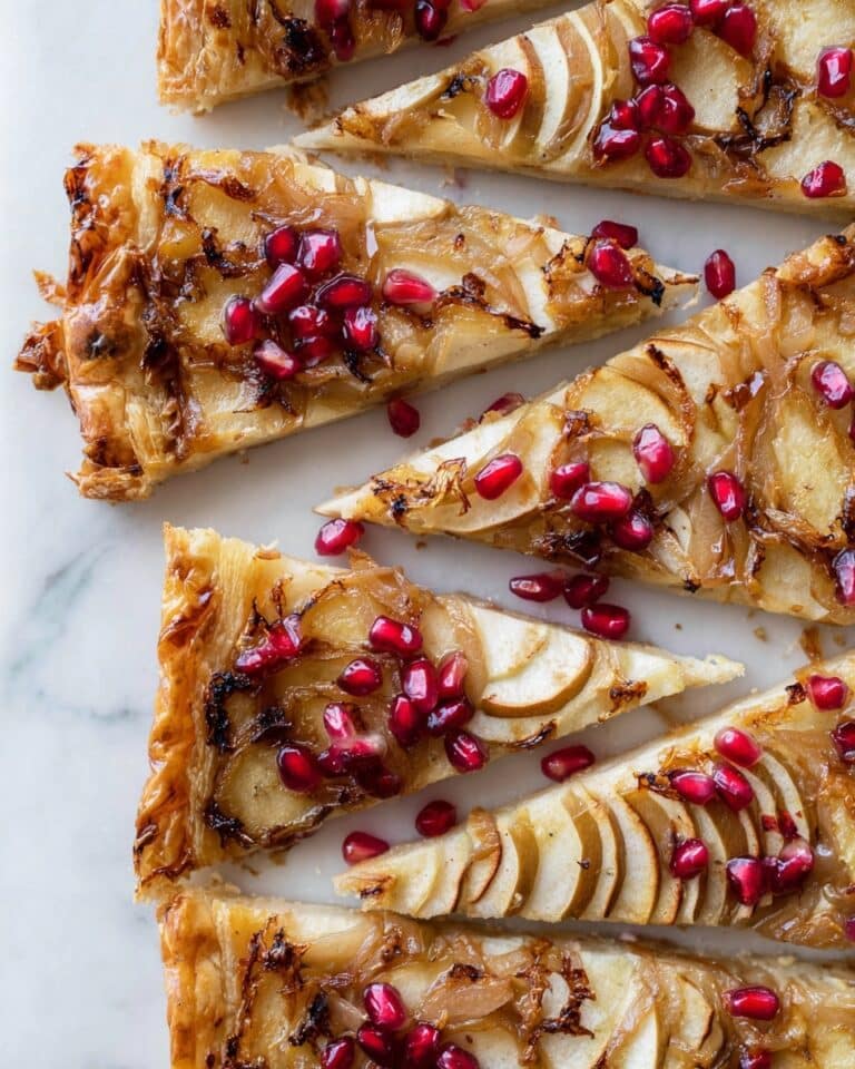 Apple Brie & Caramelized Onion Tart with Pomegranate Arils Recipe