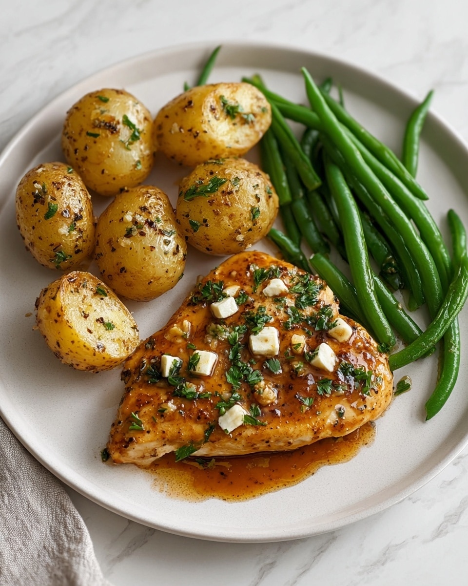 The image shows a white rectangular dish filled with six golden brown cooked chicken pieces arranged in two rows of three. Each piece has a shiny glaze that makes the chicken look juicy and caramelized, with some darker brown spots from cooking. There are small white crumbles, likely cheese, scattered on top of the chicken, and the pieces are sprinkled with fresh green herbs. The dish sits on a white marbled surface. photo taken with an iphone --ar 4:5 --v 7