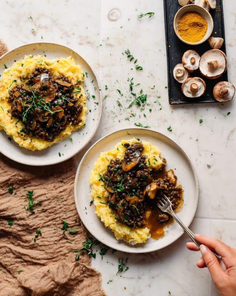Lentil Mushroom Stew over Mashed Potatoes Recipe