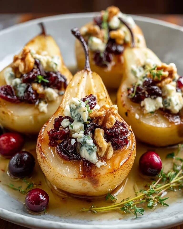 Baked Pears with Feta, Honey, and Cranberries Recipe