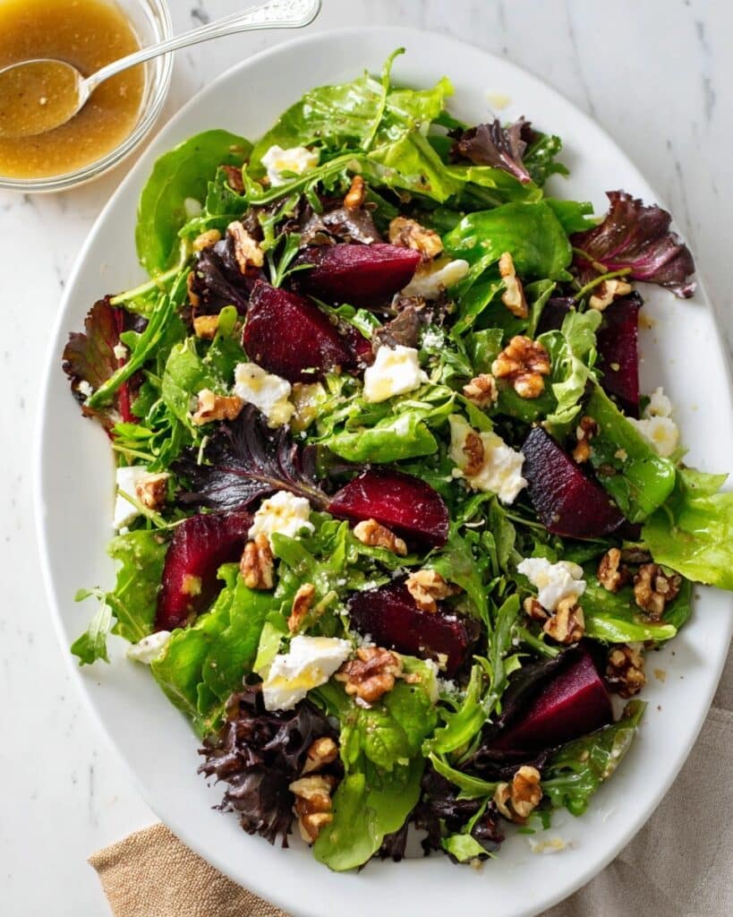 Roasted Beet Salad with Walnuts, Goat Cheese & Honey-Dijon Vinaigrette Recipe