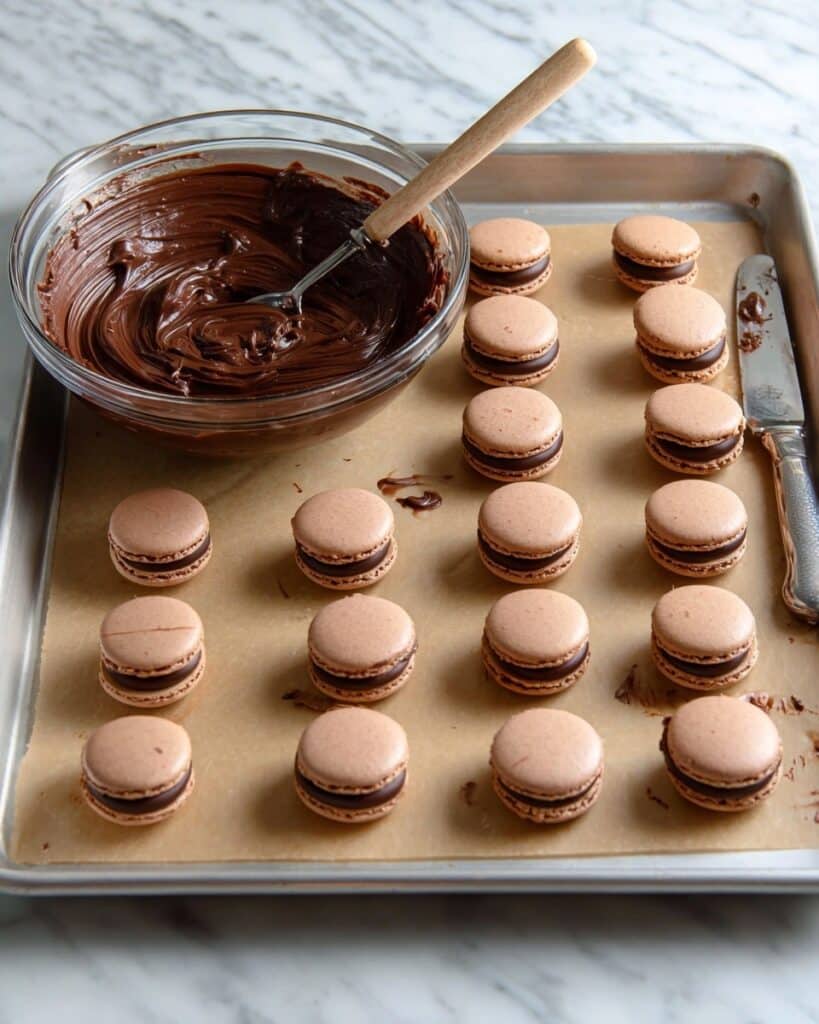 Chocolate Macarons with Rich Chocolate Ganache Filling Recipe