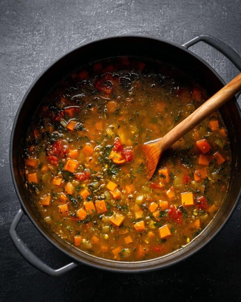 Creamy Lentil Soup with Tomatoes and Fresh Herbs Recipe