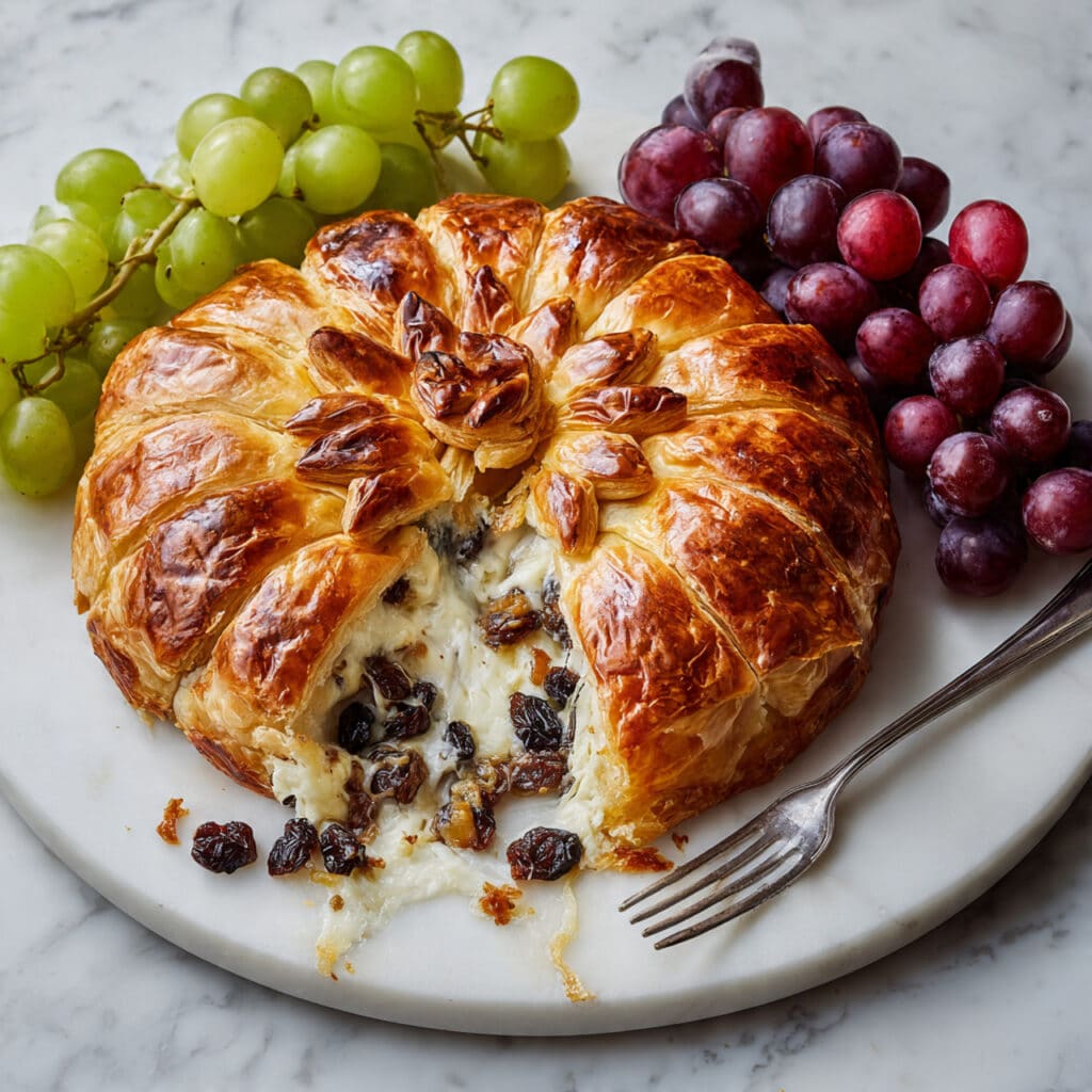 Baked Brie en Croûte with Honey, Dried Cherries, Pecans & Rosemary Recipe