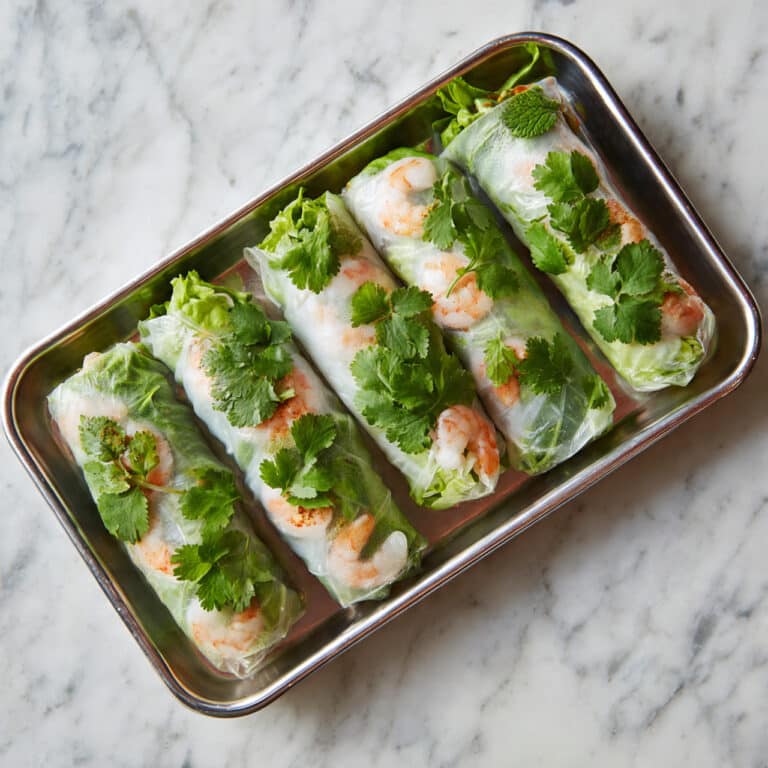 Vietnamese Summer Rolls with Shrimp, Herbs, and Peanut Dipping Sauce Recipe