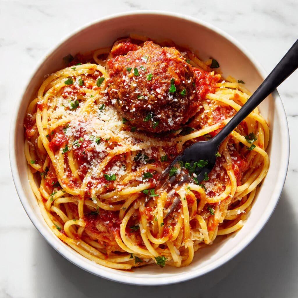 Giant Slow Cooker Meatballs with Spaghetti Recipe