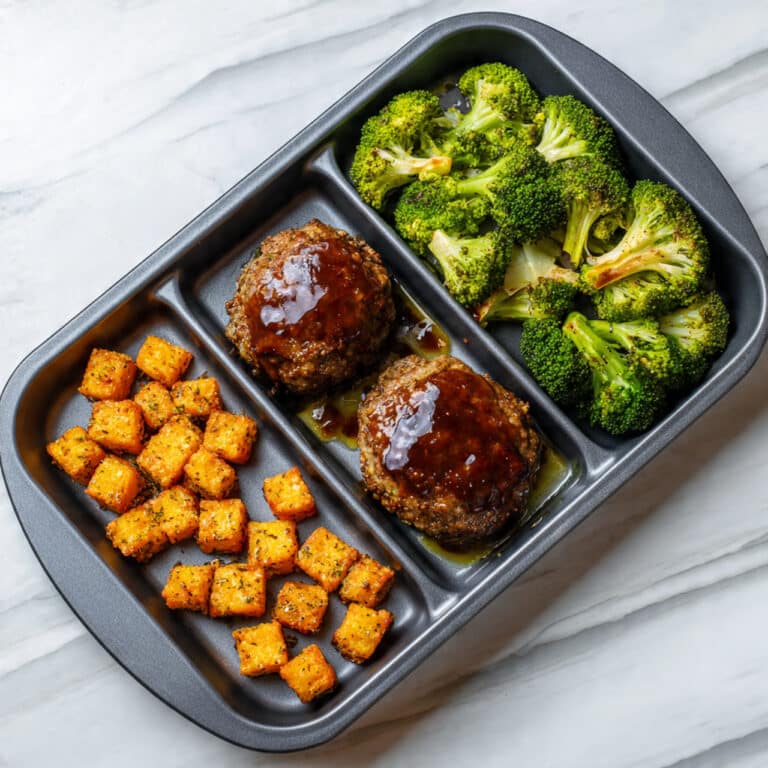Sheet Pan BBQ Meatloaf Dinner Recipe