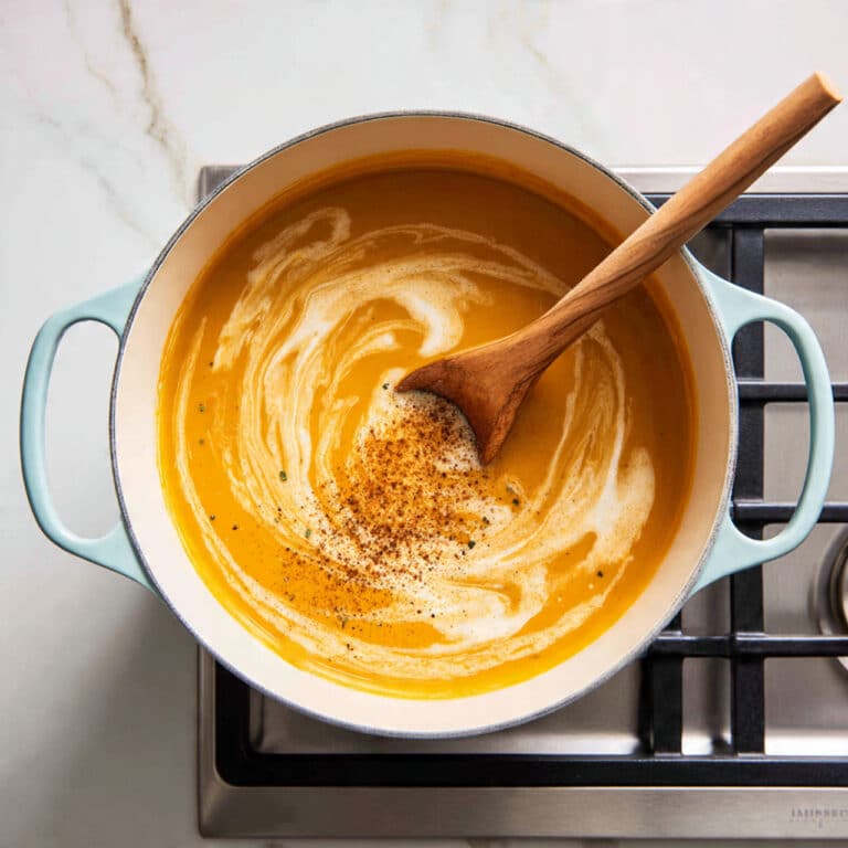 Butternut Squash and Sweet Potato Soup with Apple and Warm Spices Recipe