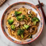 Simple Mushroom Broccoli Stir Fry Noodles Recipe