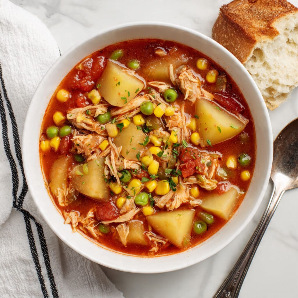 Hearty Brunswick Stew with Chicken, Vegetables, and Barbecue Flavor Recipe