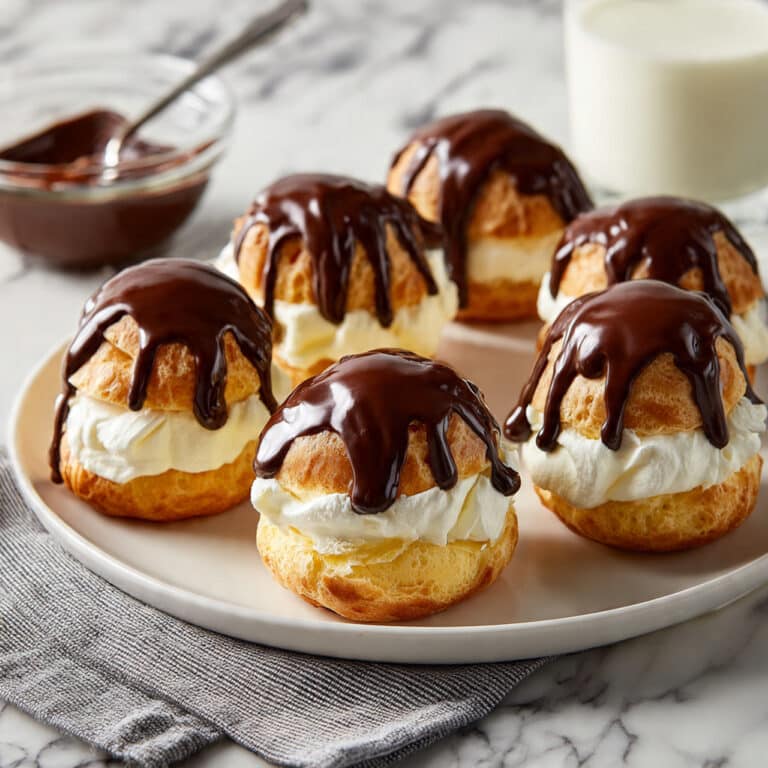 Chocolate Drizzled Profiteroles with Vanilla Ice Cream or Pastry Cream Recipe