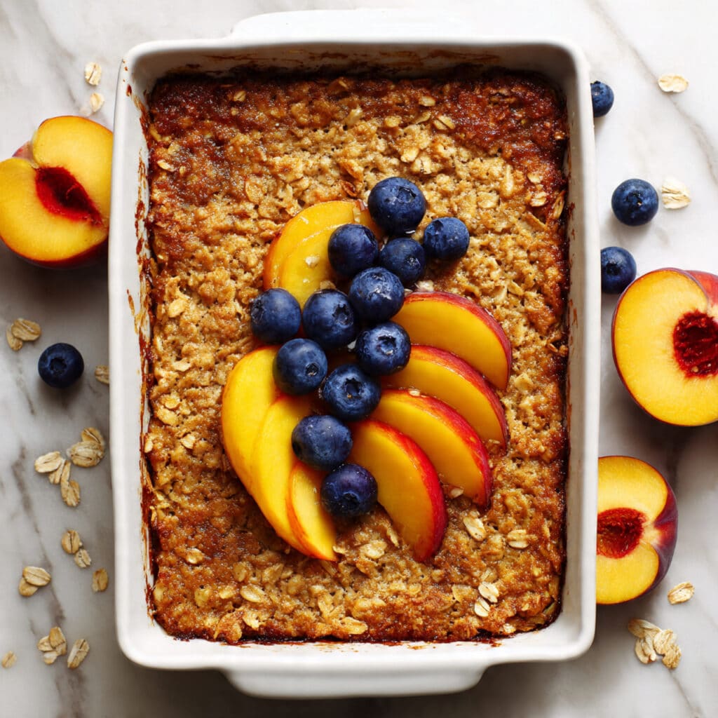 Baked Peach Blueberry Oatmeal Recipe