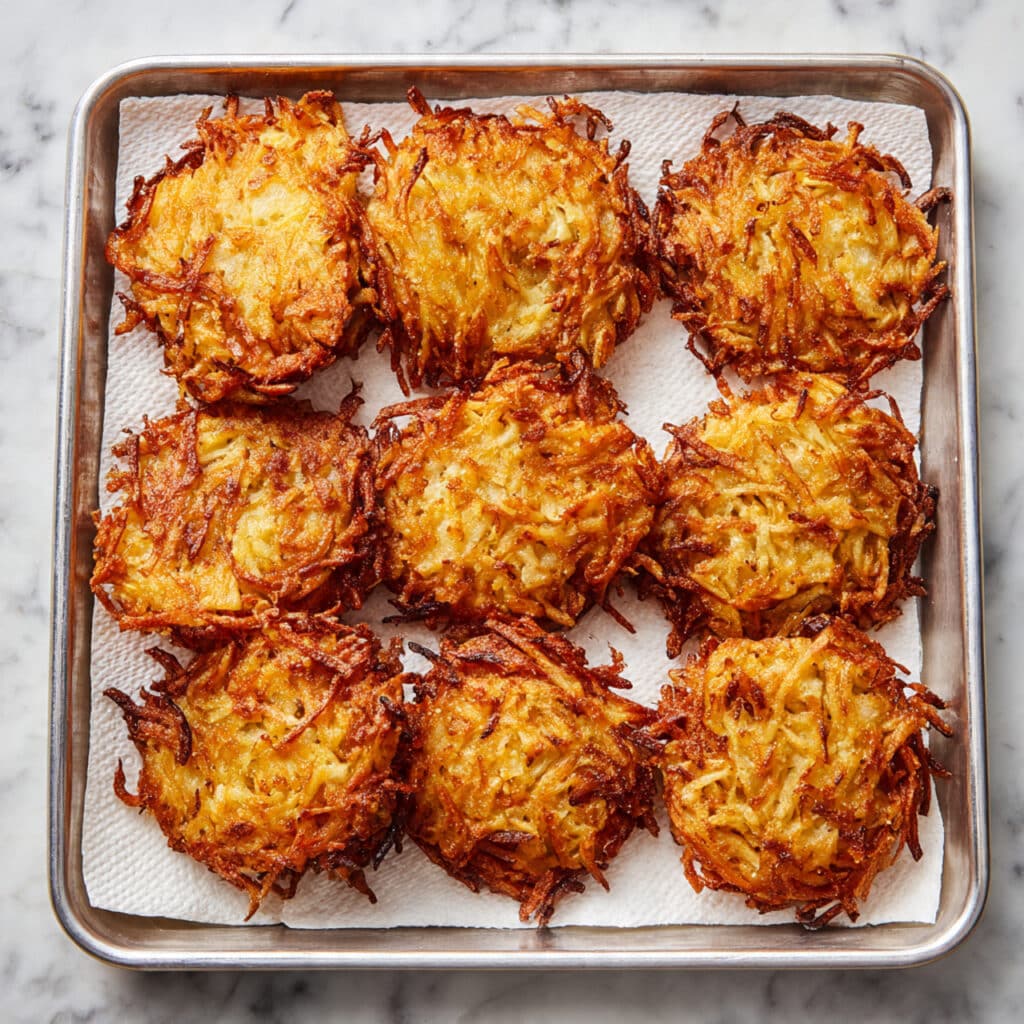 Crispy Classic Latkes with Sour Cream and Applesauce Recipe