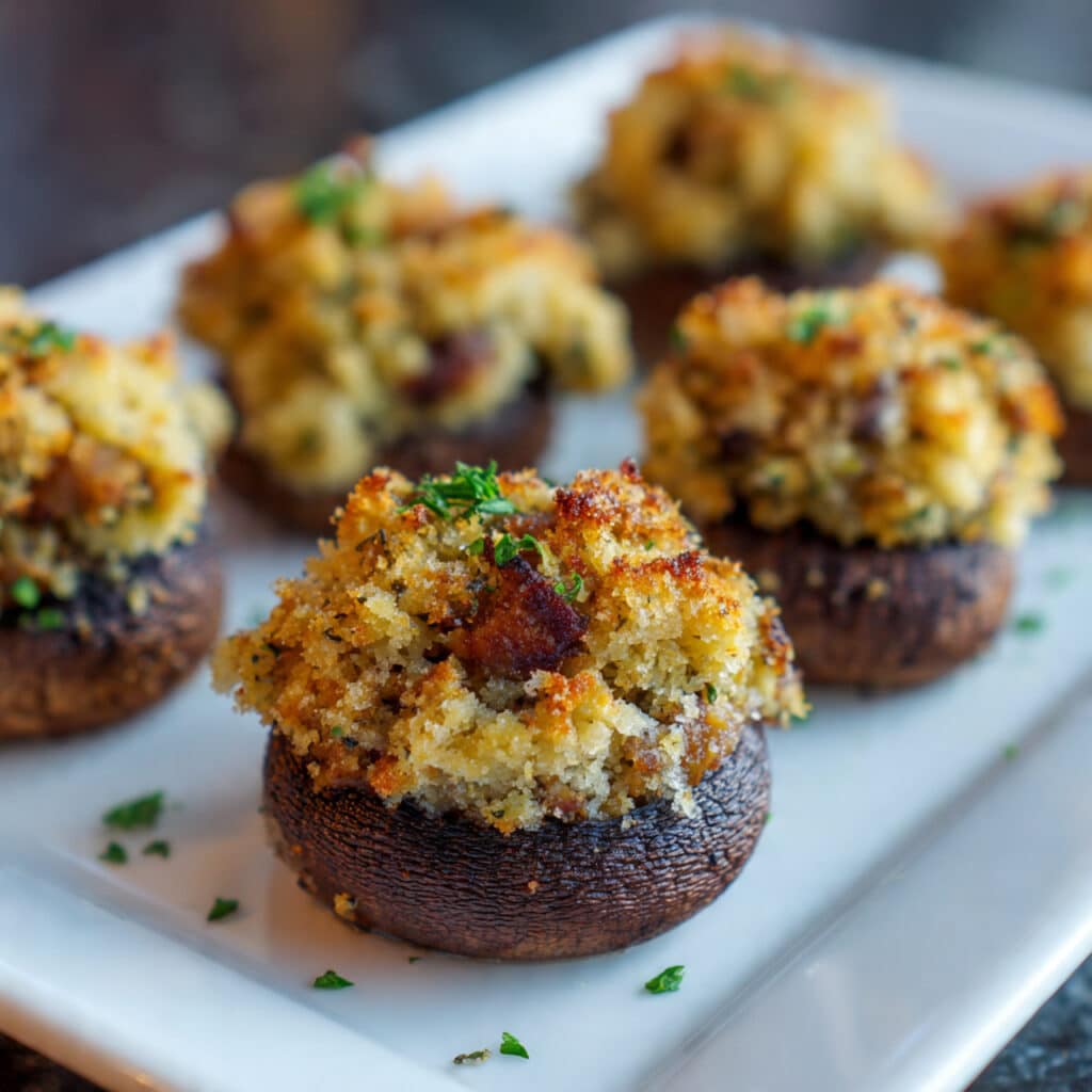 Stuffed Mushrooms with Sausage, Cream Cheese, and Panko Breadcrumbs Recipe