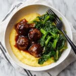 BBQ Pork Meatballs with Cheesy Grits Recipe