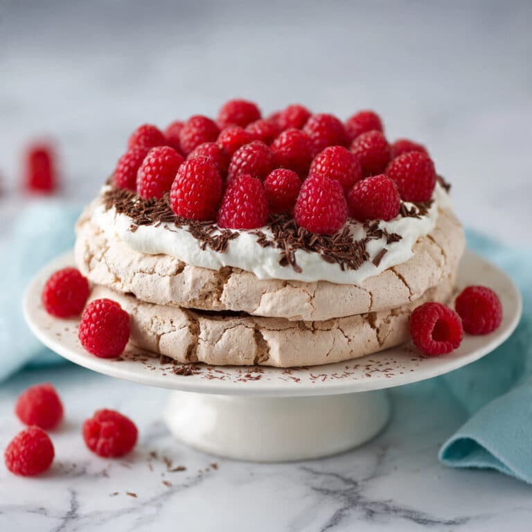 Chocolate Pavlova with Mascarpone Cream & Raspberries Recipe
