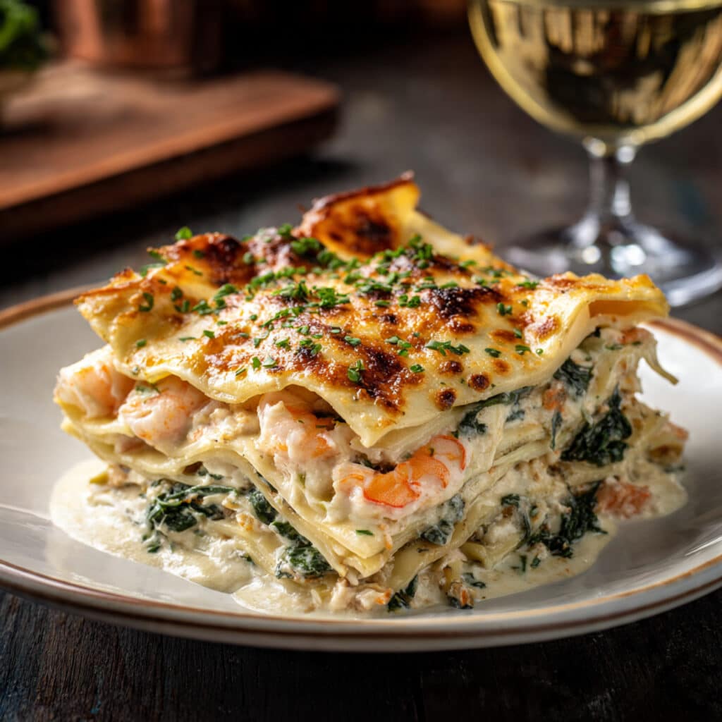 Seafood Lasagna with Shrimp, Crab, and Cheesy Bechamel Recipe