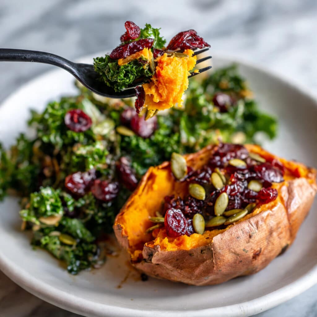 Stuffed Sweet Potatoes with Cranberries, Kale, and Pepitas Recipe