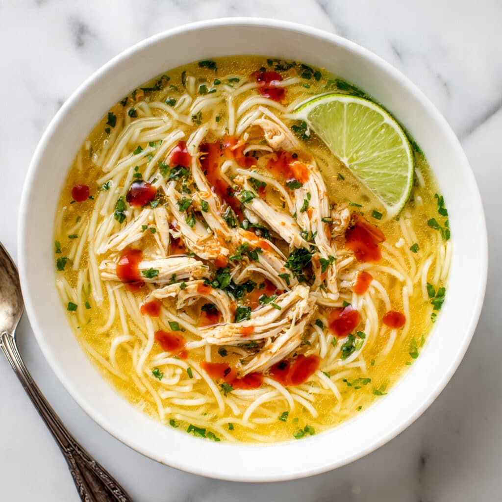 Thai-Inspired Chicken & Rice Noodle Soup Recipe