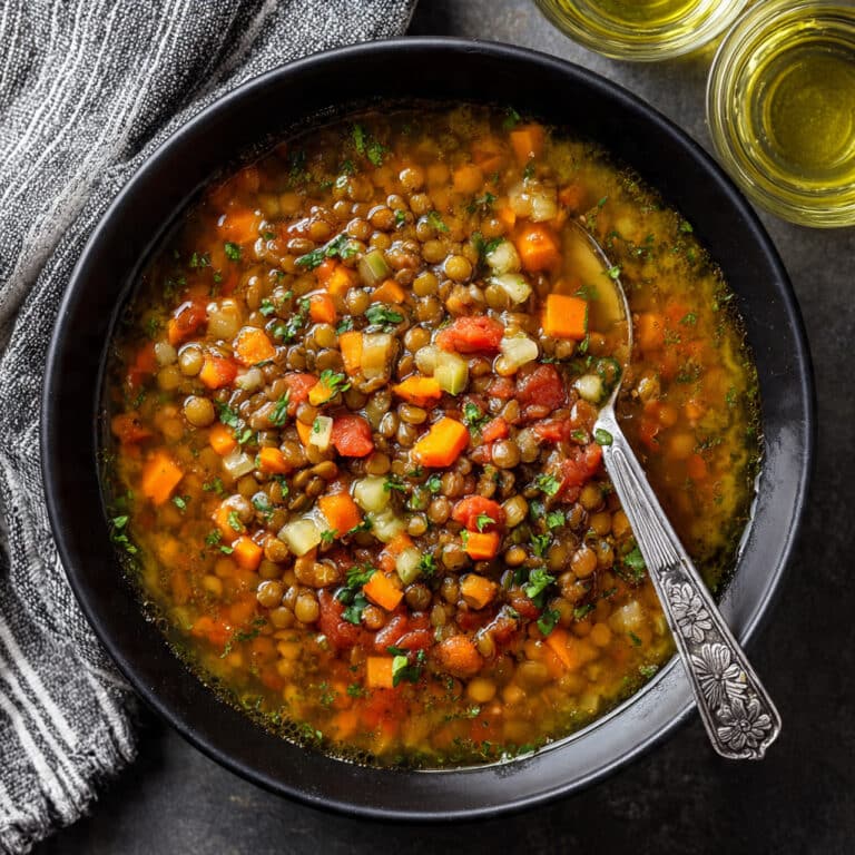 Creamy Lentil Soup with Vegetables and Fresh Herbs Recipe