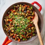 Savory Eggplant Caponata with Pine Nuts and Basil Recipe