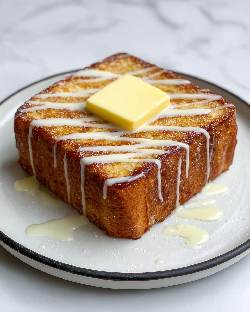 A single thick square piece of golden brown fried bread is shown cooking in a large white pot filled halfway with bubbling golden oil. The fried bread has a crispy texture and even browning on the visible top and side surfaces. The pot shows dark brown stains on the inside near the rim, contrasting with the light color of the pot. The pot sits on a white stove with a white marbled background and a metal utensil holder with wooden spoons is visible in the background. photo taken with an iphone --ar 4:5 --v 7