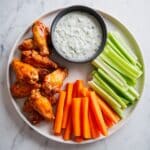 Air Fryer Chicken Wings with Spicy Hot Sauce and Creamy Ranch Dipping Sauce Recipe