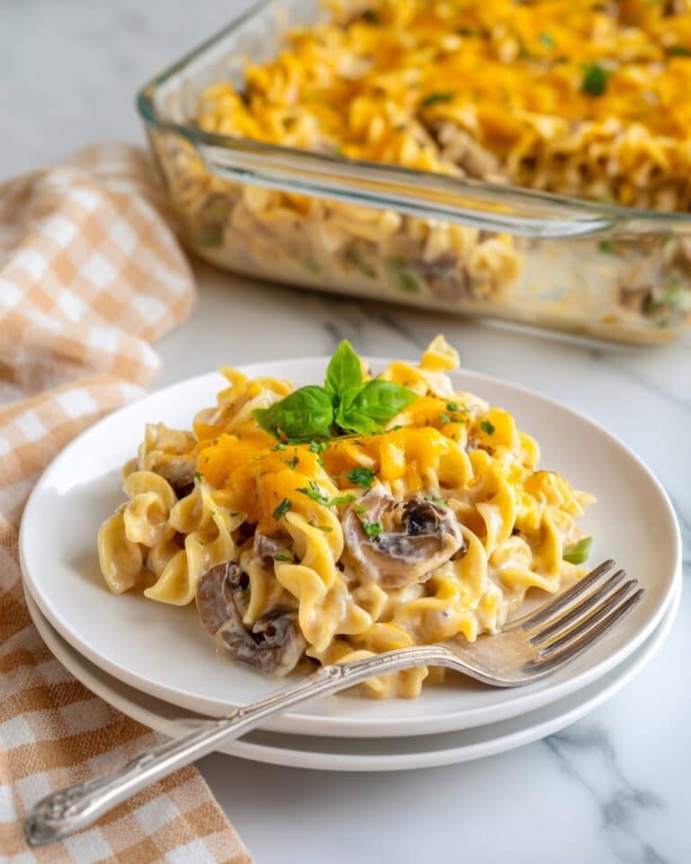 Creamy Tuna Casserole with Egg Noodles and Cheddar Recipe
