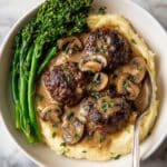 Smothered Beef Rissoles with Mushroom Gravy and Mashed Potatoes Recipe