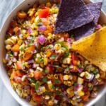 Grilled Corn Salsa with Bell Pepper, Tomato, and Cilantro Recipe