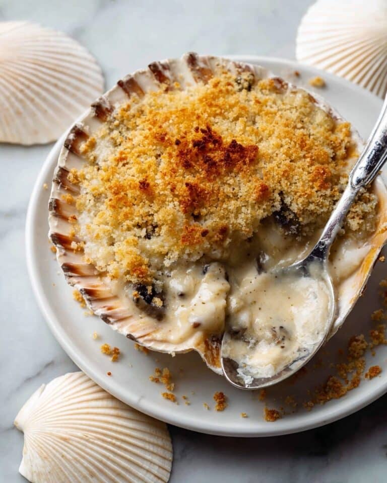 Cheesy Scallop Gratin with Mushroom Béchamel Recipe