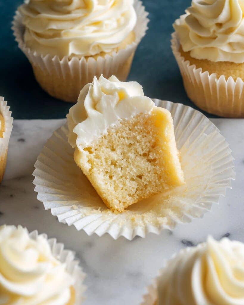 Mini Vanilla Cupcakes with Fluffy Vanilla Frosting Recipe