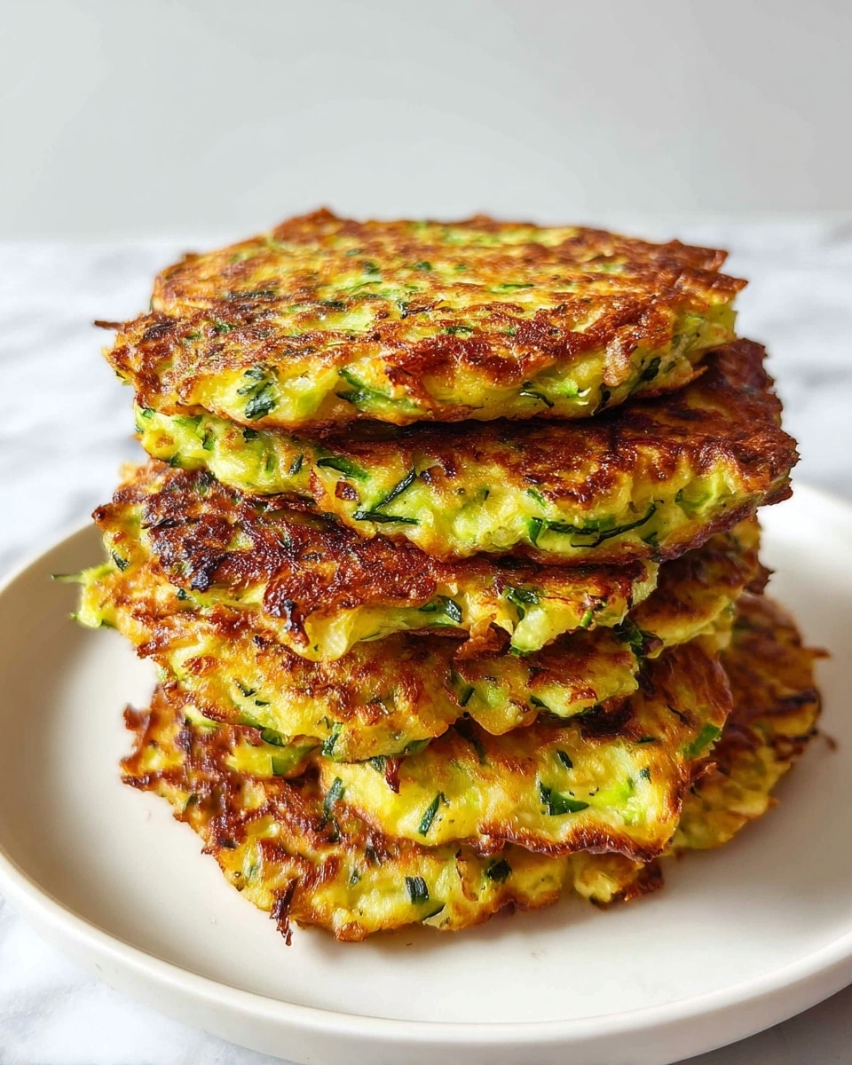 Three golden-brown fritters with green flecks are frying in a black non-stick pan with some melted butter around them. The fritters have an uneven, rustic shape and a crisp texture visible on their surface. The pan sits on a white stove, and a small cooling rack with more fritters is partially visible at the bottom left corner. The background shows white tiled walls and a white marbled countertop with some kitchen utensils on the side. Photo taken with an iphone --ar 4:5 --v 7
