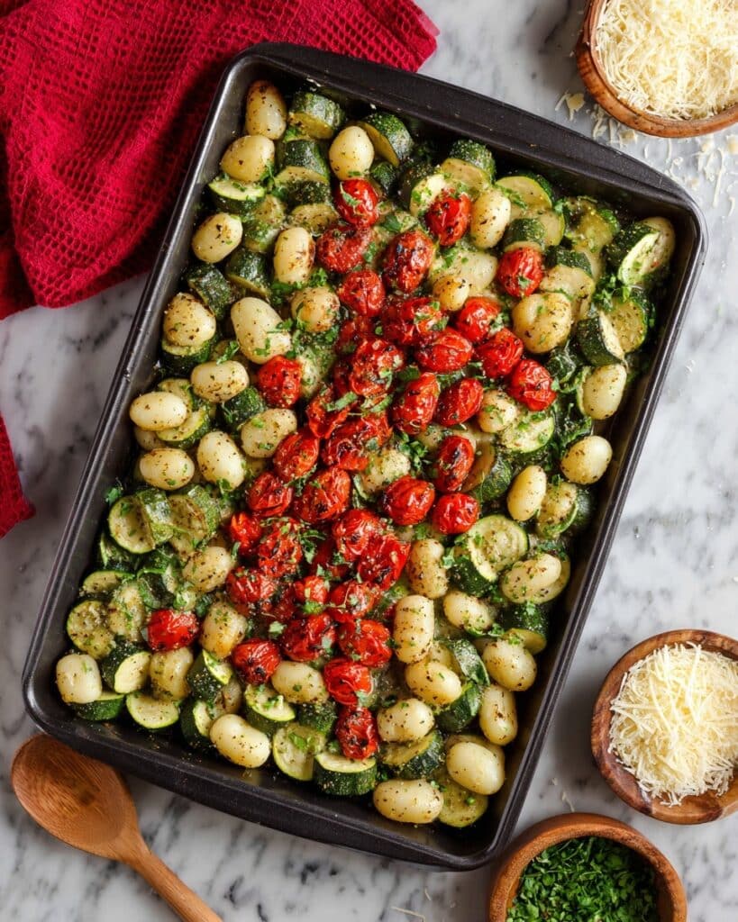 Sheet Pan Gnocchi with Zucchini, Tomatoes, and Parmesan Recipe