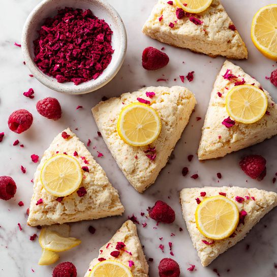 Meyer Lemon Scones with Raspberry Crumbs Recipe