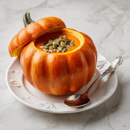 Sheet Pan Pumpkin Soup Served in a Pumpkin Recipe