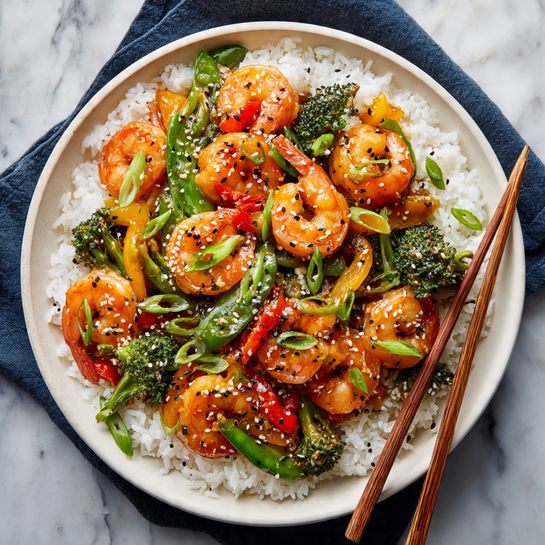 Shrimp Stir Fry with Vegetables and Savory Sauce Recipe