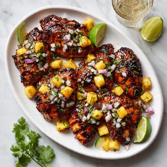 Sticky Sheet Pan Chicken with Pineapple Salsa Recipe