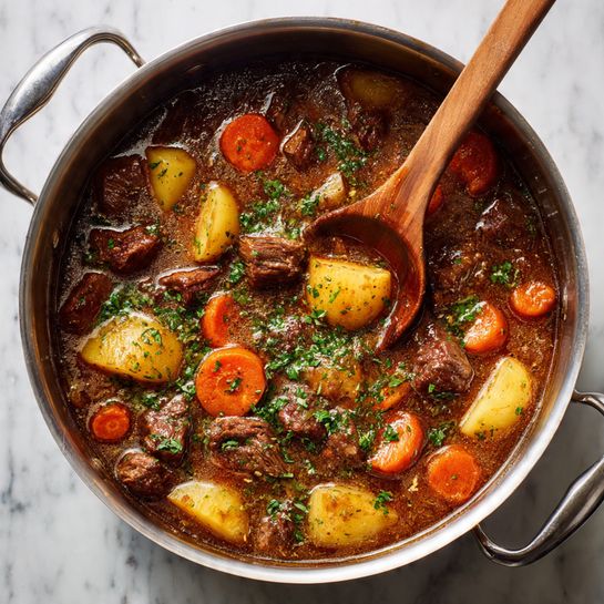Braised Short Rib Stew with Mushrooms, Potatoes, and Carrots Recipe