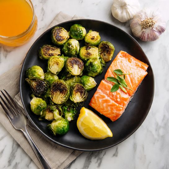 Honey Garlic Salmon with Roasted Brussels Recipe