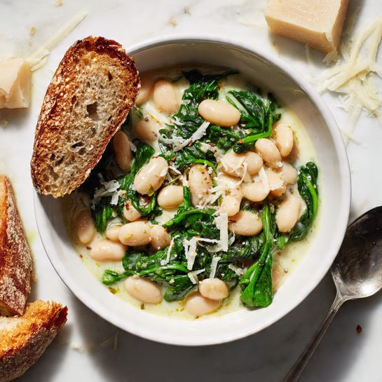 Spicy Greens and Creamy Parmesan Bean Stew Recipe