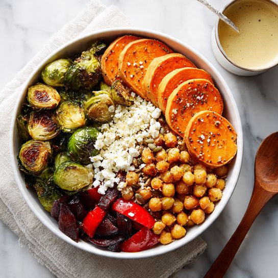 Grain Bowls with Maple Chipotle Brussels Sprouts Recipe