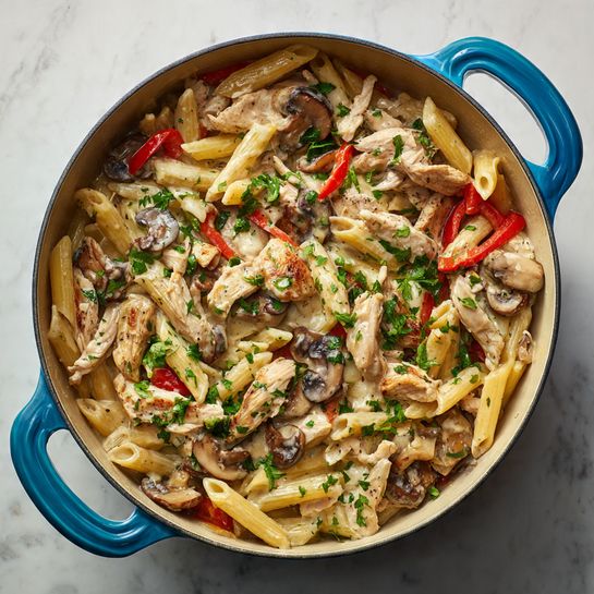 Creamy Cajun Chicken Pasta with Mushrooms and Bell Peppers Recipe