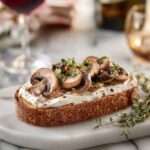 Red Wine Roasted Mushrooms on Goat Cheese Garlic Toasts Recipe
