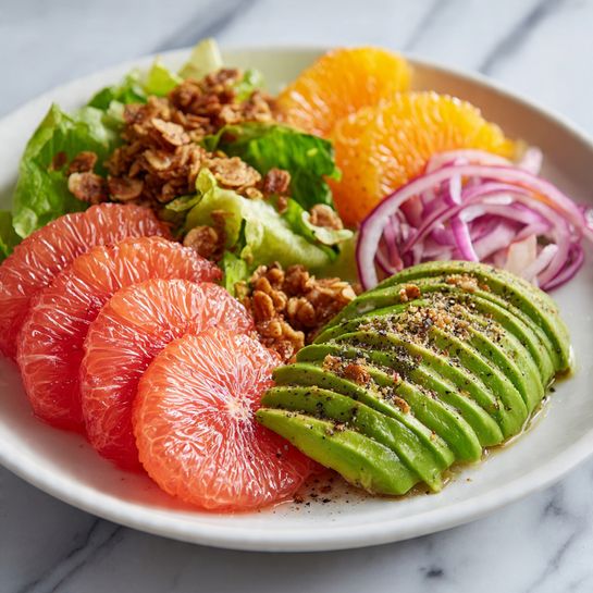 Avocado Citrus Crunch Salad with Oat Croutons and Buttermilk Drizzle Recipe