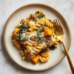 Baked Butternut Squash, Spicy Sausage and Spinach Pasta Recipe